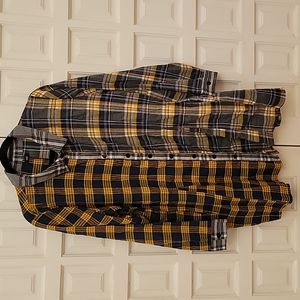 Tulip Brand Flannel Mid length Multi-Flannel Button Down Blouse